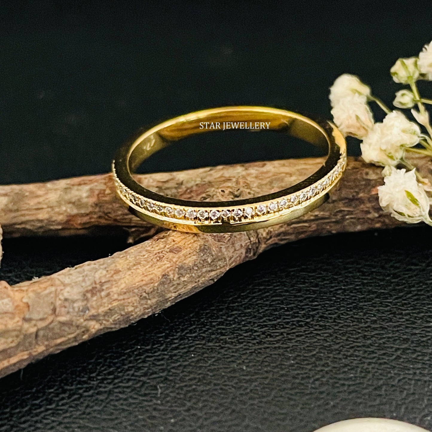 Solid Gold Pave Set Diamond Ring