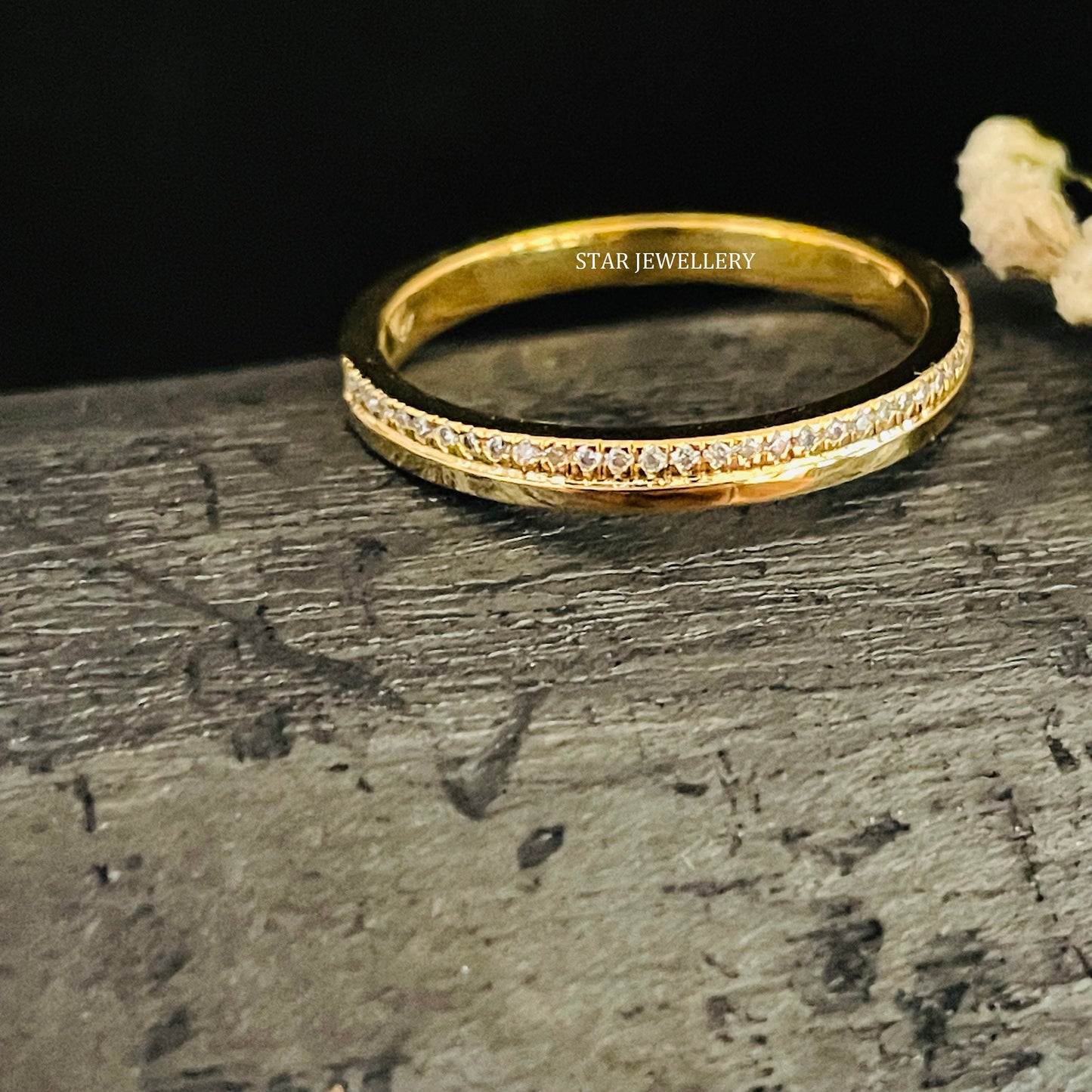 Solid Gold Pave Set Diamond Ring