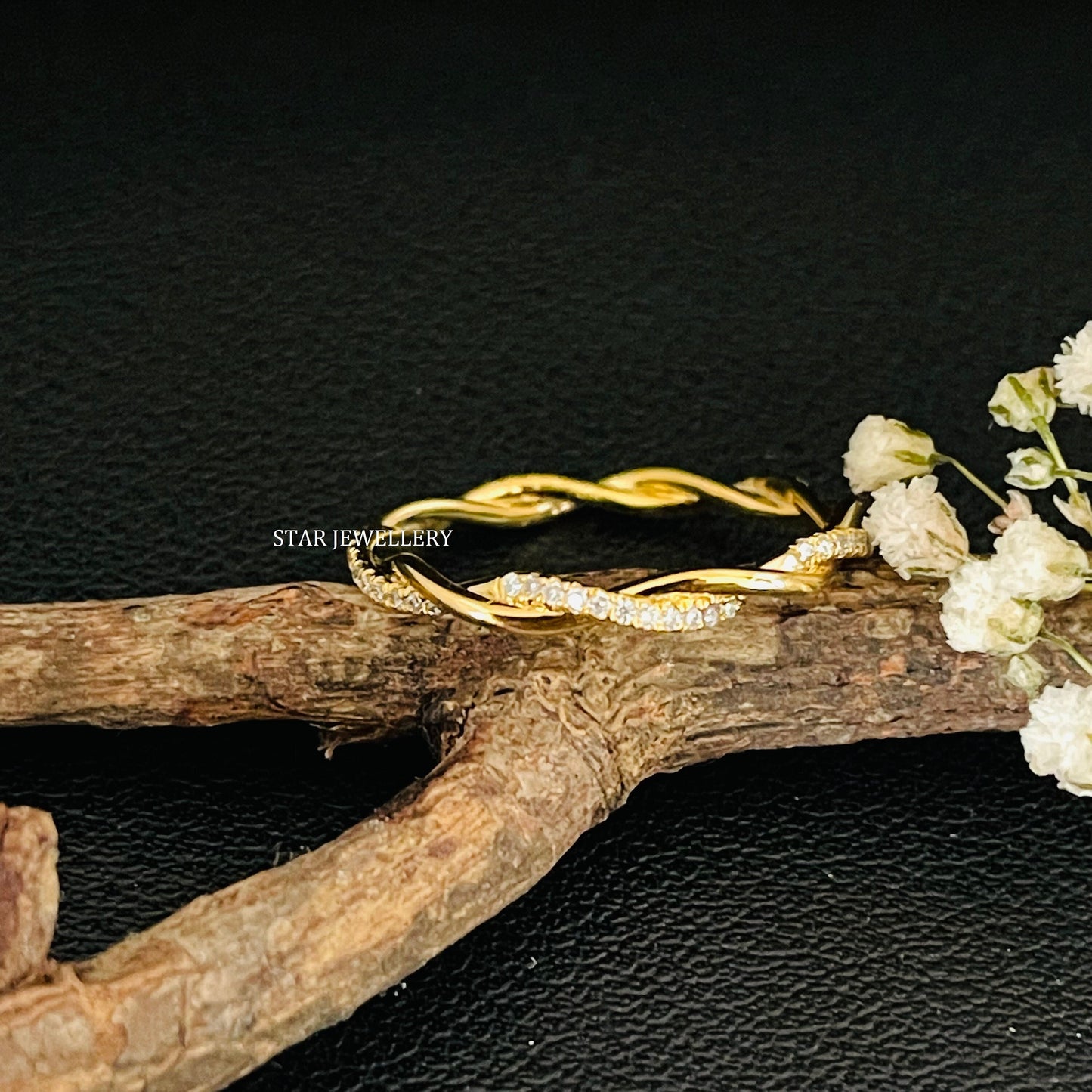 Solid Gold Dainty Twist Ring