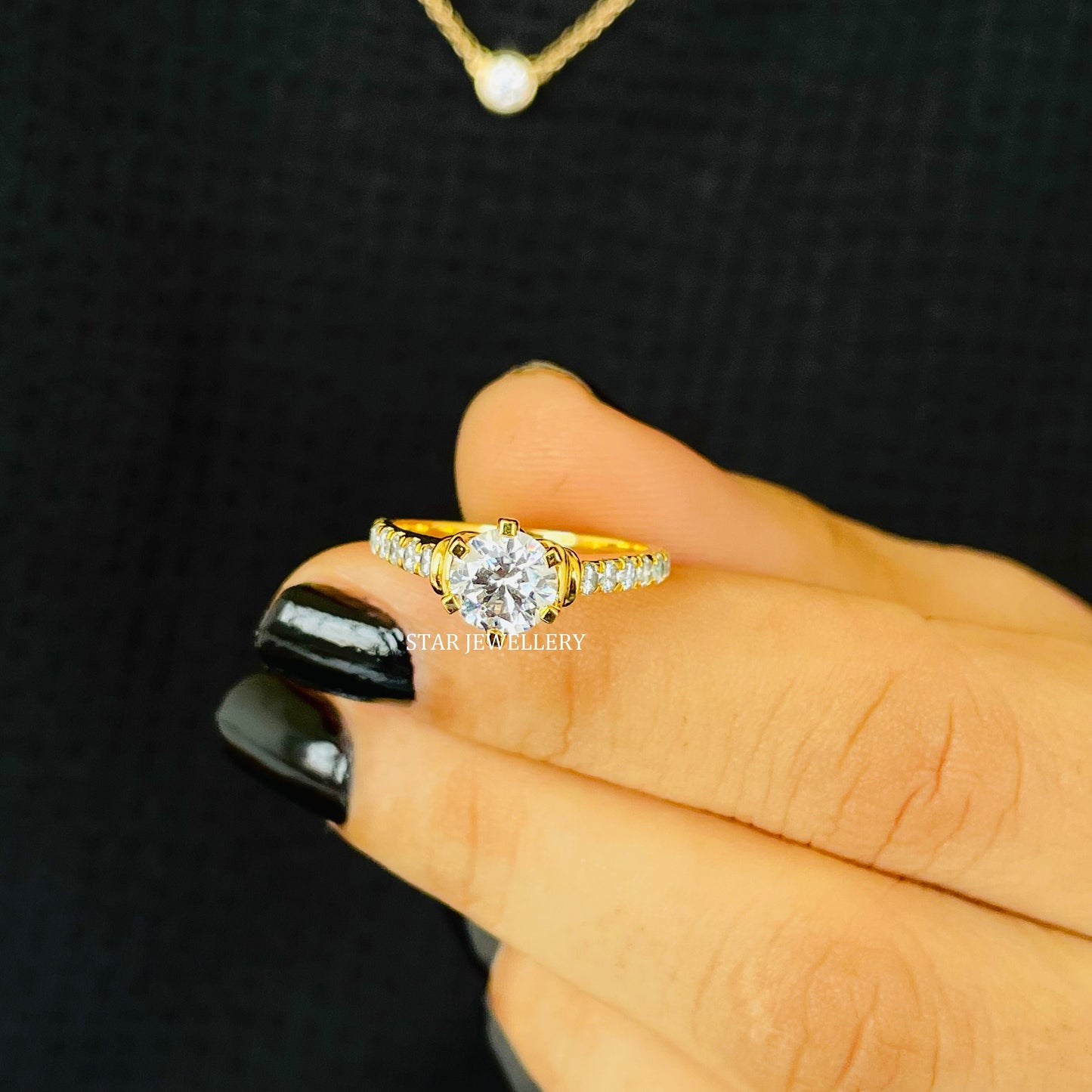 1 Ct CVD Diamond Solitaire Engagement Cathedral Shank Ring