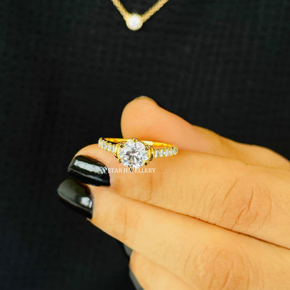 1 Ct CVD Diamond Solitaire Engagement Cathedral Shank Ring