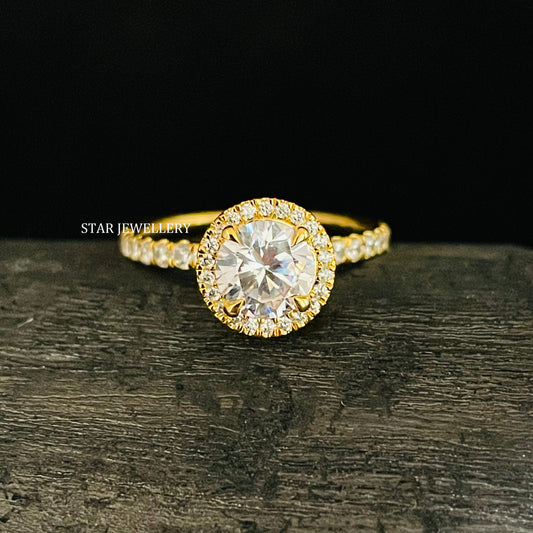 IGI Certified 1.00 ct Lab Grown Solitaire Diamond Halo Engagement Ring