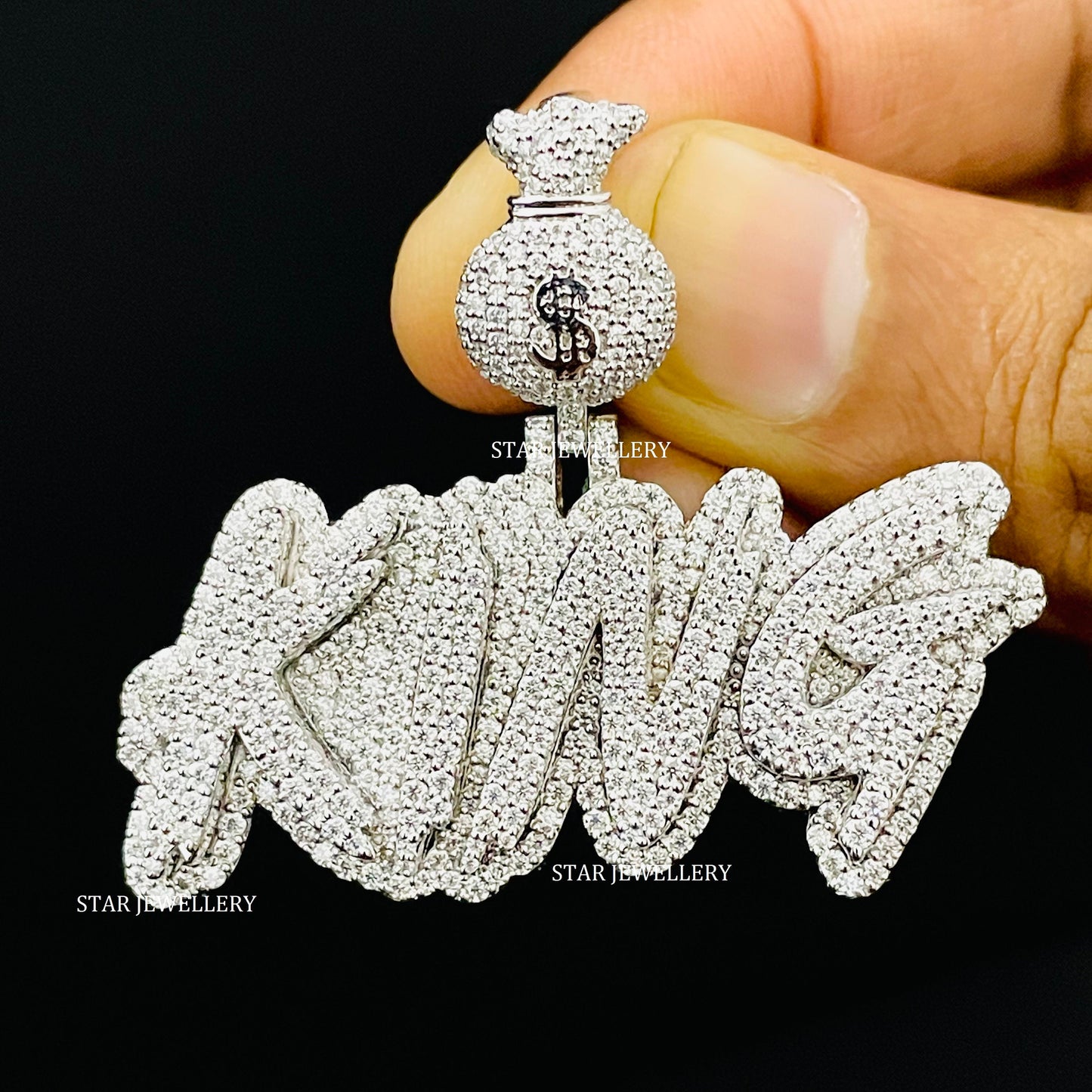 Custom Letter Name VVS Moissanite Icedout Pendant