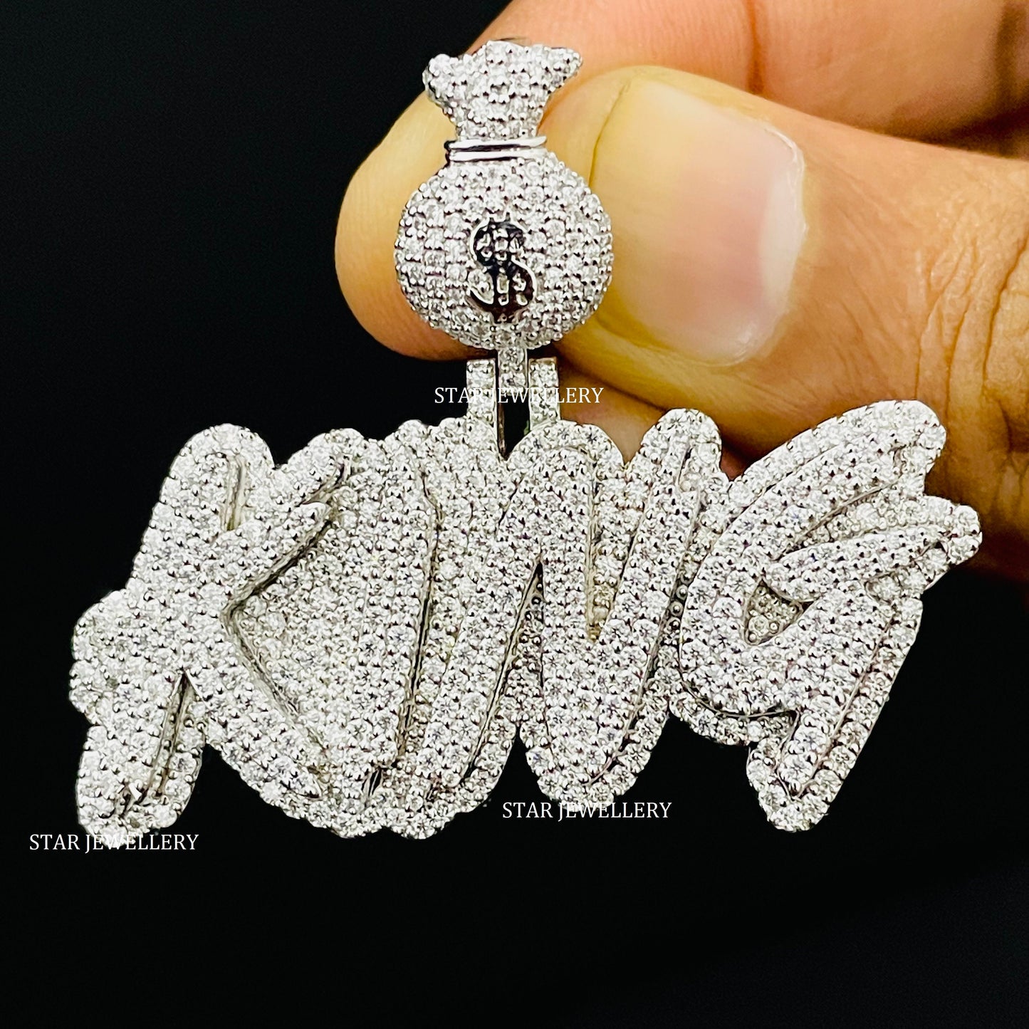 Custom Letter Name VVS Moissanite Icedout Pendant