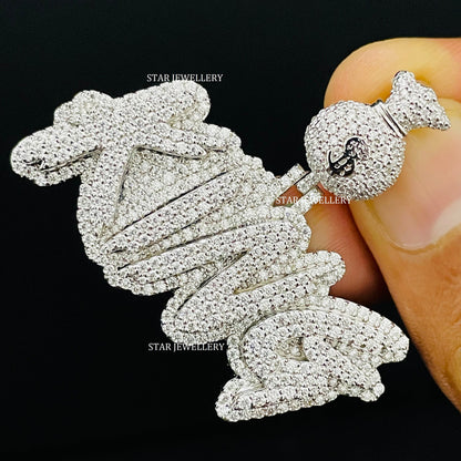 Custom Letter Name VVS Moissanite Icedout Pendant