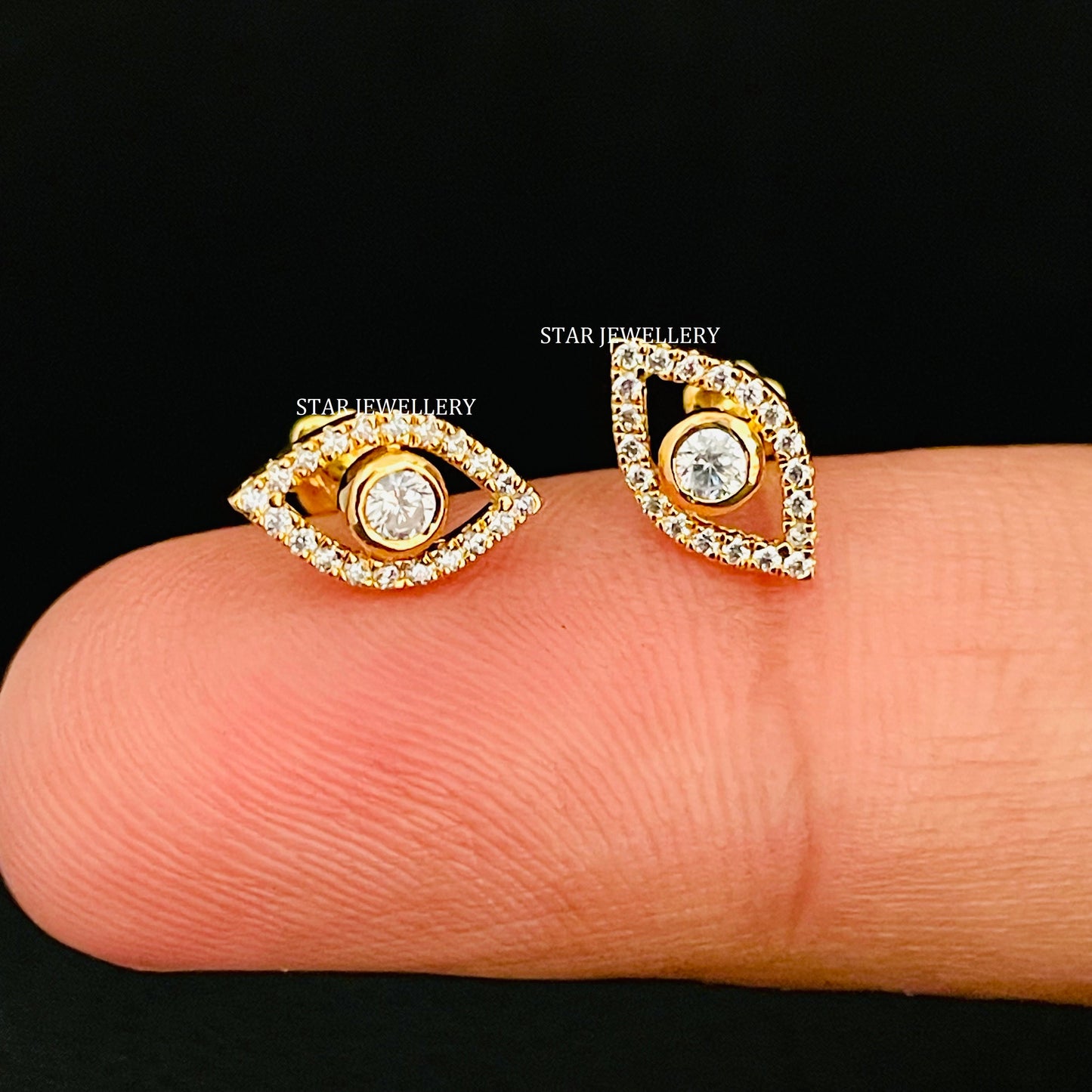 Natural Diamond Evil Eye Ear Piercing