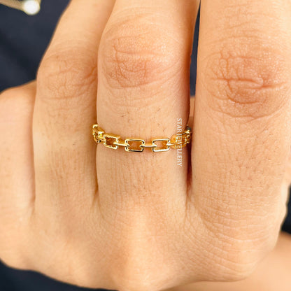 Everyday Wear Solid Gold Plain Link Ring