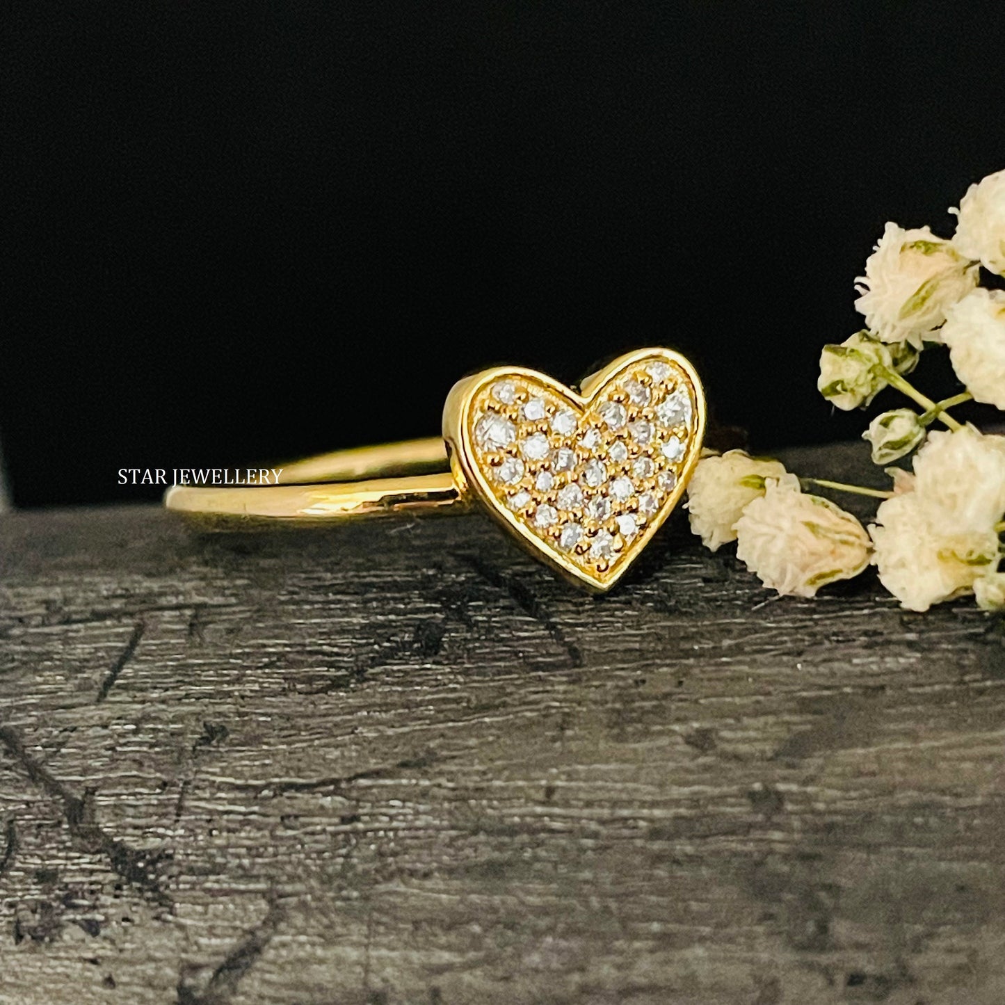 0.14 CT Solid Gold Minimalist Diamond Heart Ring