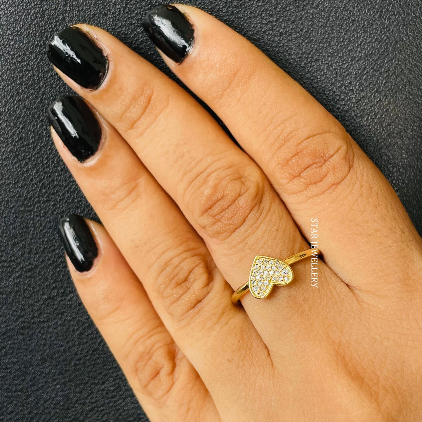0.14 CT Solid Gold Minimalist Diamond Heart Ring