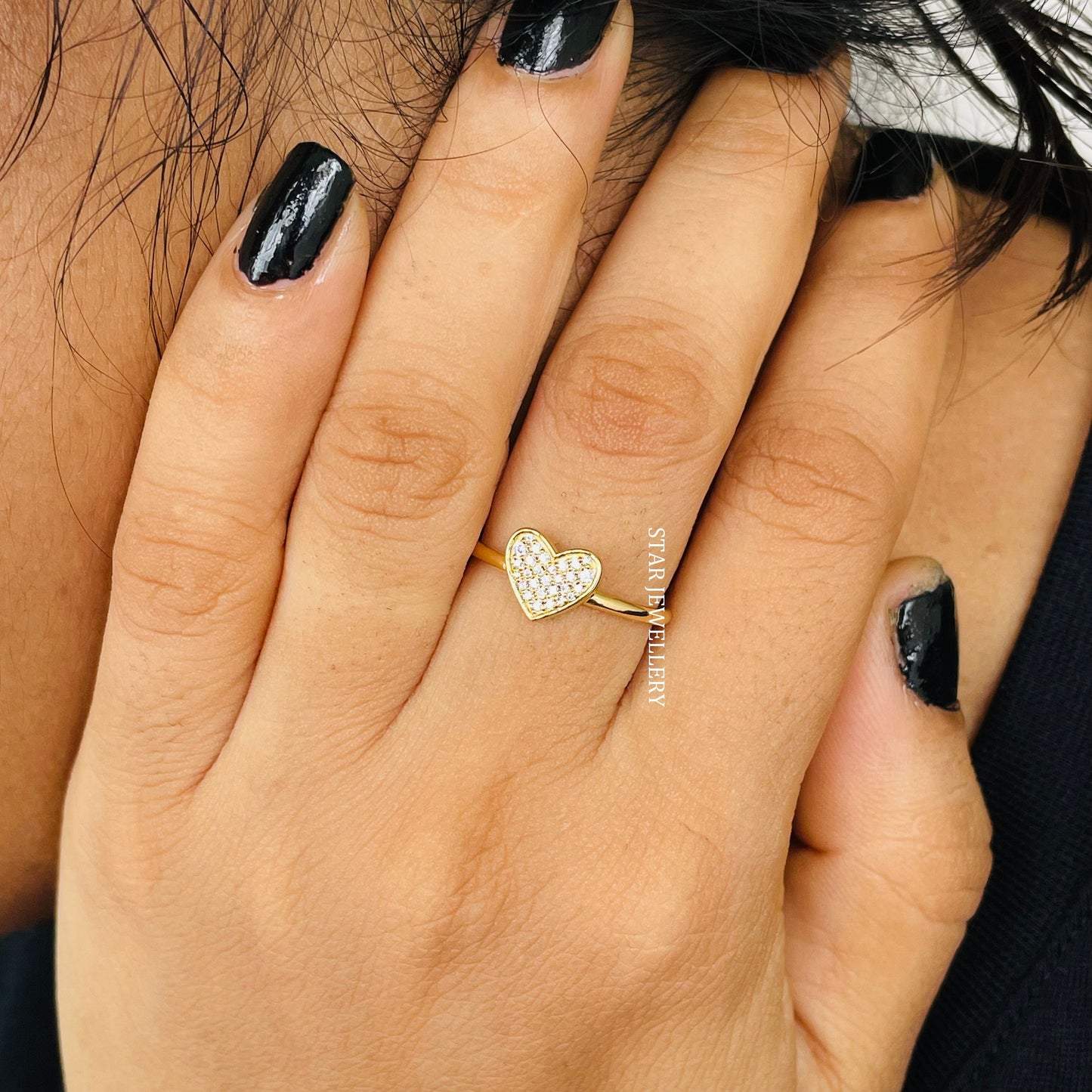0.14 CT Solid Gold Minimalist Diamond Heart Ring