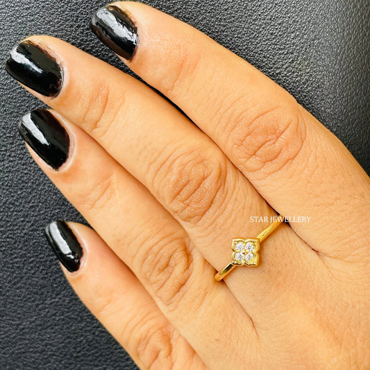 Natural Diamond Solid Gold Clover Diamond Ring