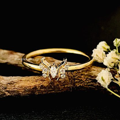 Lab Created CVD Diamond Butterfly Gold Ring for her