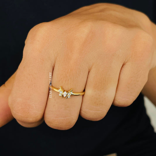 Lab Created CVD Diamond Butterfly Gold Ring for her