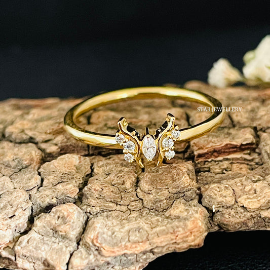 Lab Created CVD Diamond Butterfly Gold Ring for her