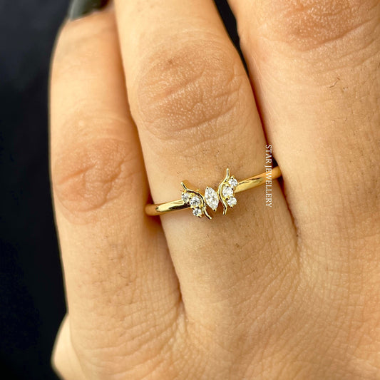 Lab Created CVD Diamond Butterfly Gold Ring for her