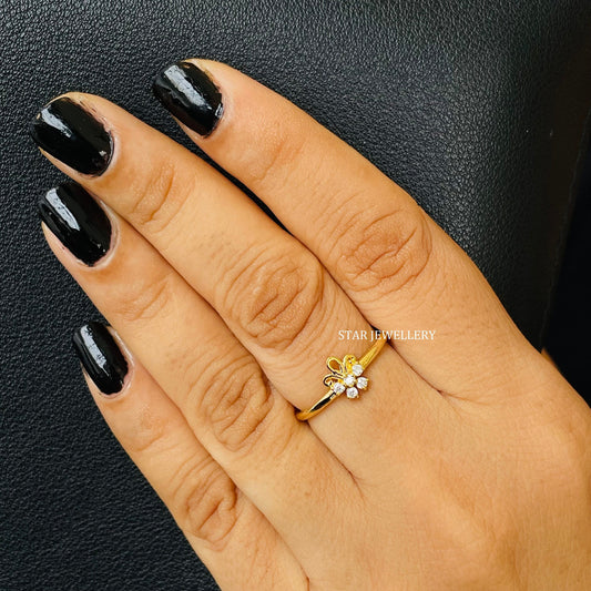 Minimalist Solid Gold Diamond Cluster Ring