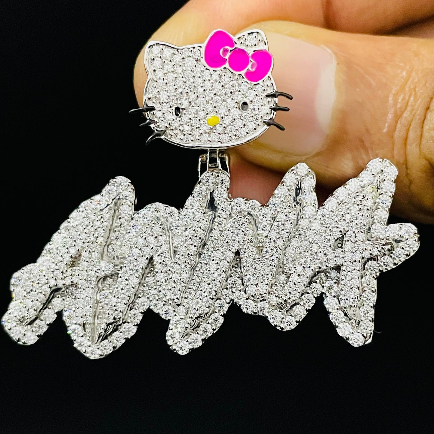 VVS Moissanite Pendant with Custom Kitty Bail