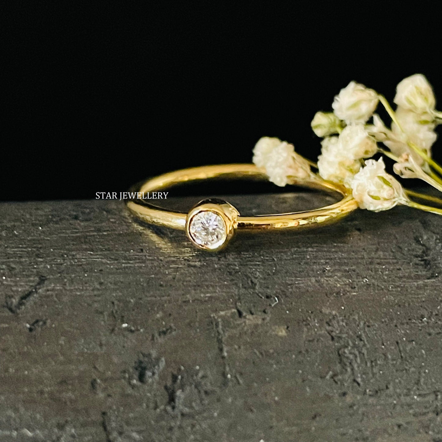 Minimalist Bezel Set Diamond Ring