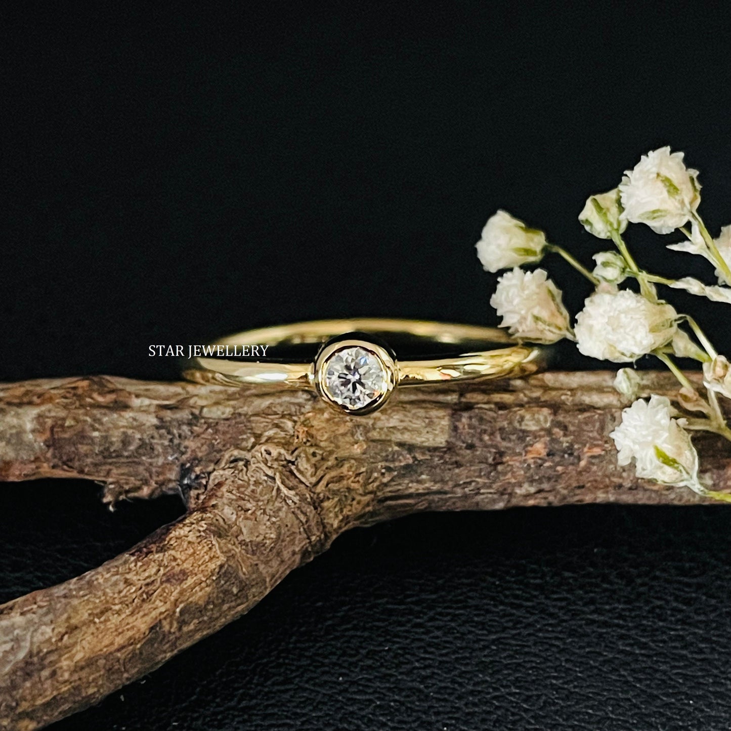 Minimalist Bezel Set Diamond Ring