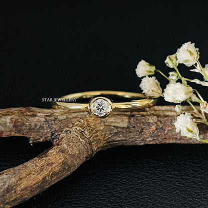 Minimalist Bezel Set Diamond Ring