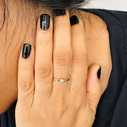 Minimalist Bezel Set Diamond Ring