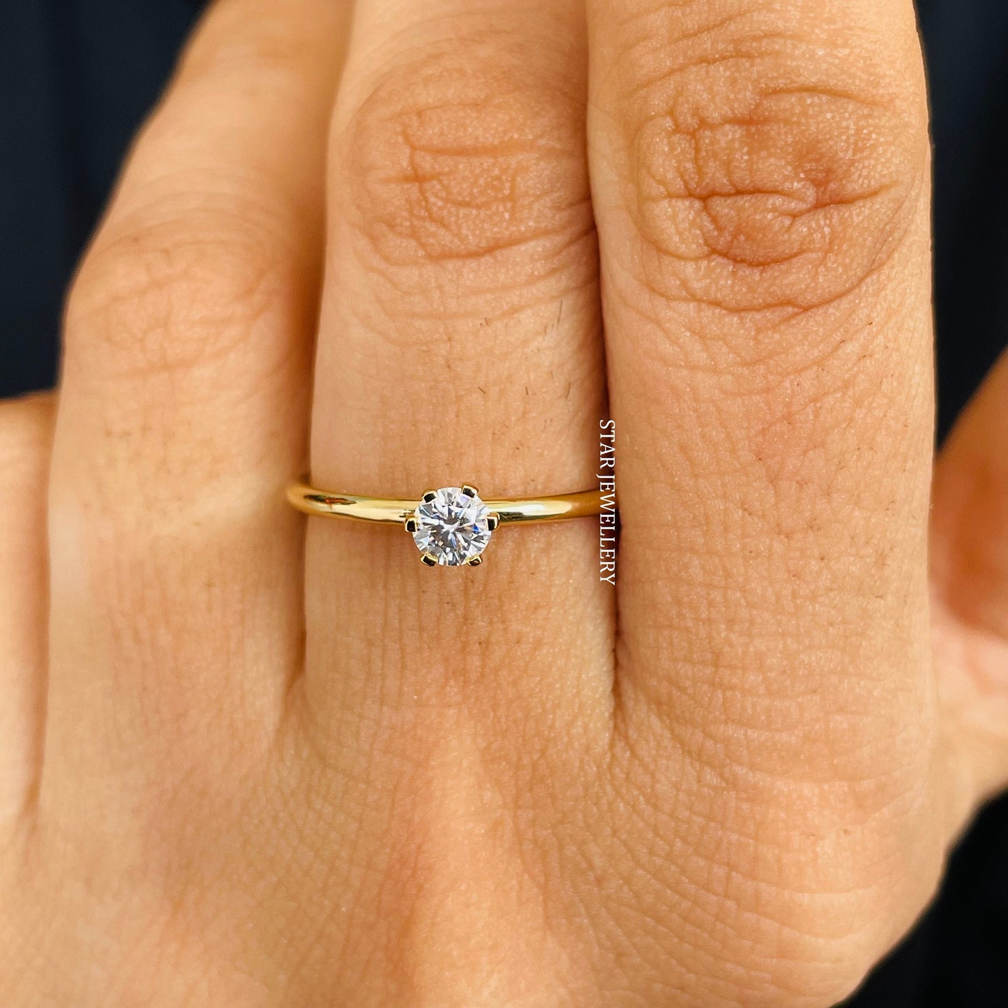 0.25 CT Lab Mono Diamond Solid Gold Ring