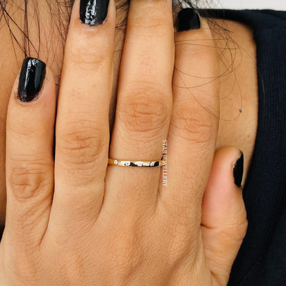 Minimalist Solid Gold Flush Natural Diamond Ring