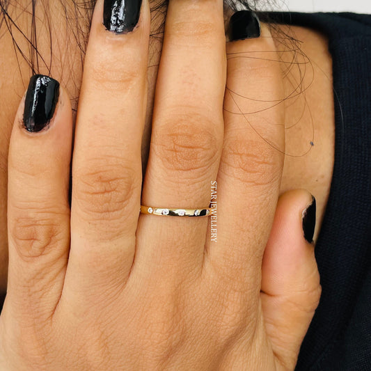 Minimalist Solid Gold Flush Natural Diamond Ring
