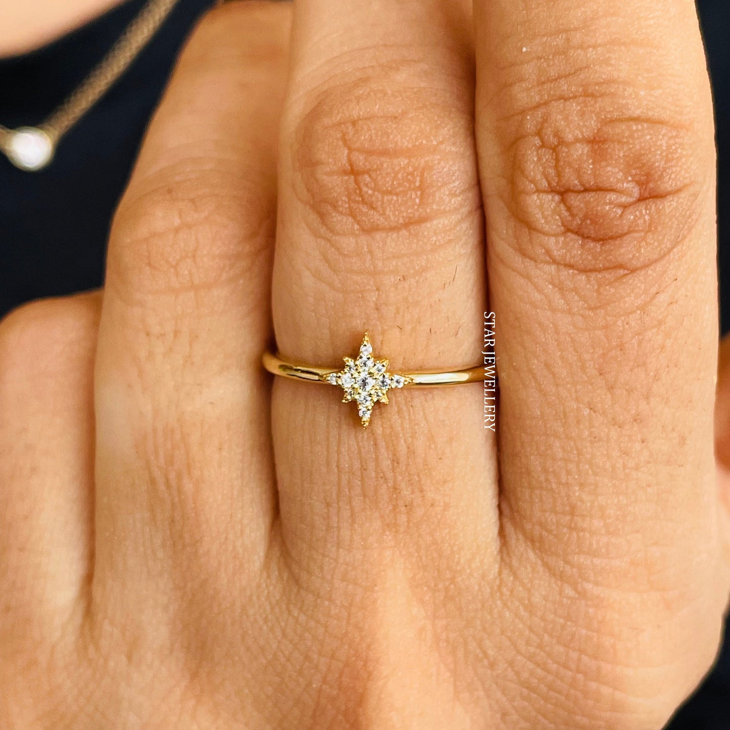 Solid Gold Dainty North STAR Ring