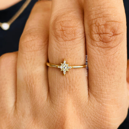 Solid Gold Dainty North STAR Ring