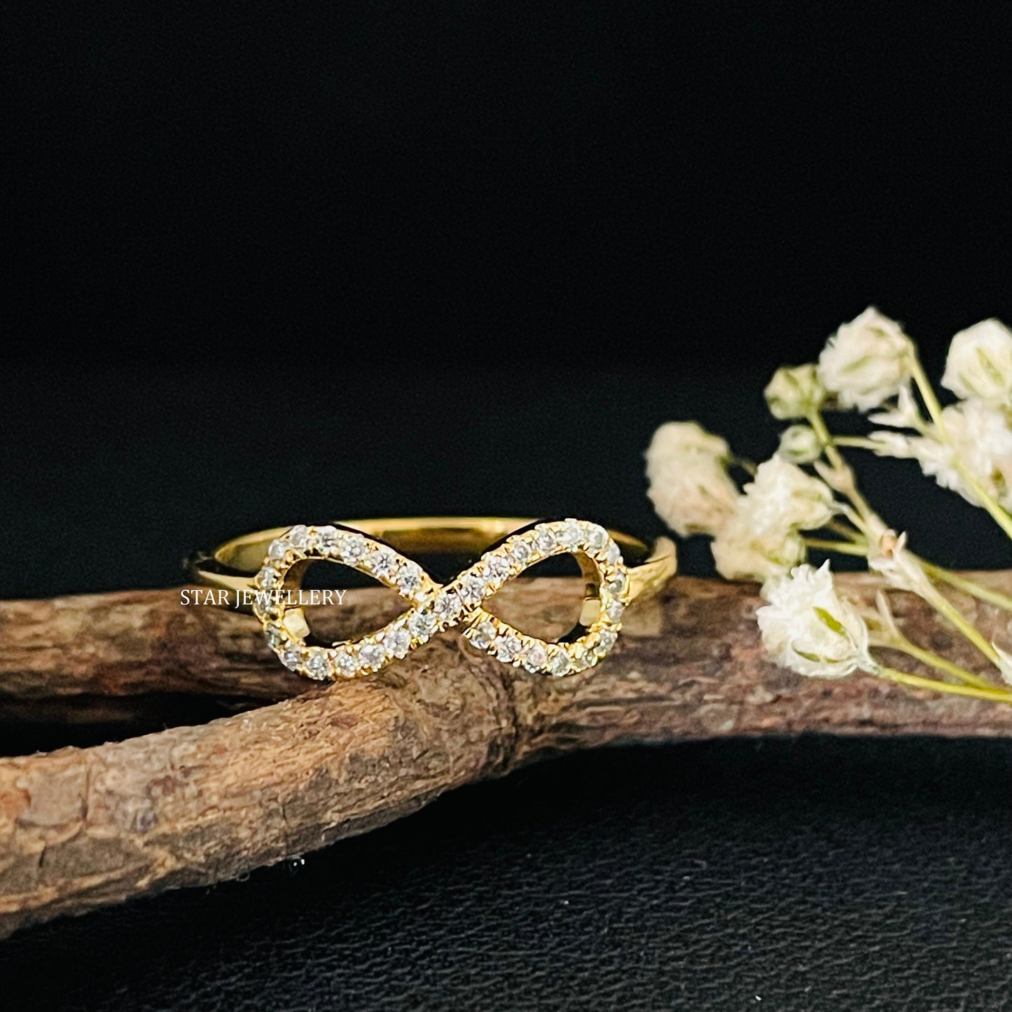Solid Gold Natural Diamond Infinity Love Ring