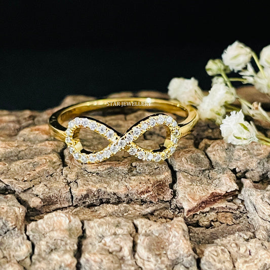 Solid Gold Natural Diamond Infinity Love Ring