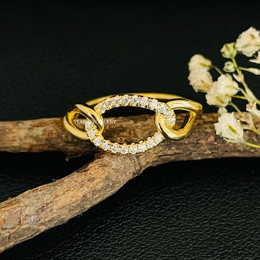Solid Gold Cuban Link Diamond Ring