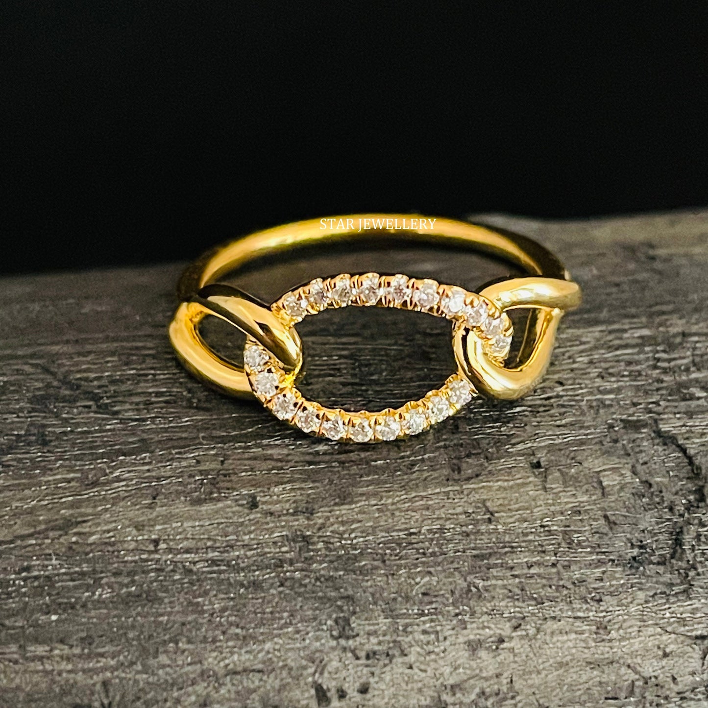 Solid Gold Cuban Link Diamond Ring