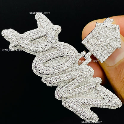VVS Moissanite Custom Letter Pendant with Trap House Bail