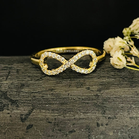 Solid Gold Natural Diamond Infinity Love Ring