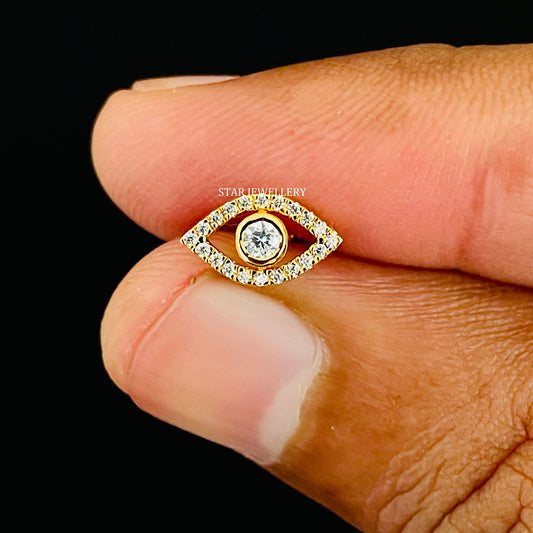 Natural Diamond Evil Eye Ear Piercing