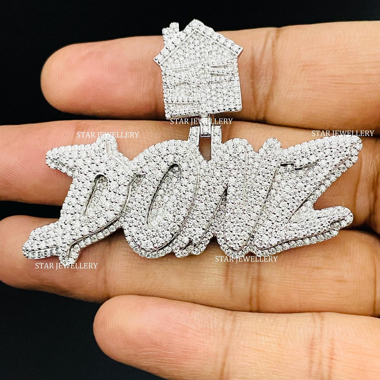 VVS Moissanite Custom Letter Pendant with Trap House Bail