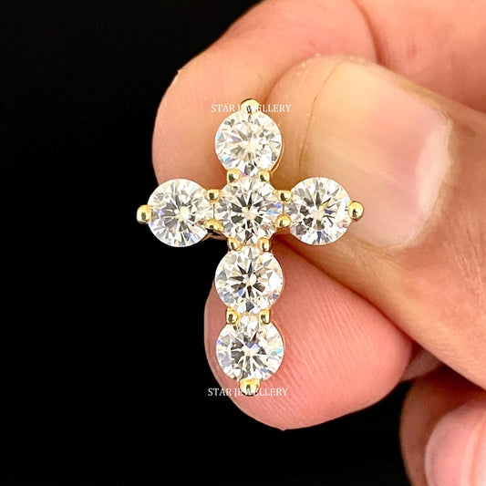 Unisex 0.50 Ct Each Lab Diamond Cross Pendant Without Chain
