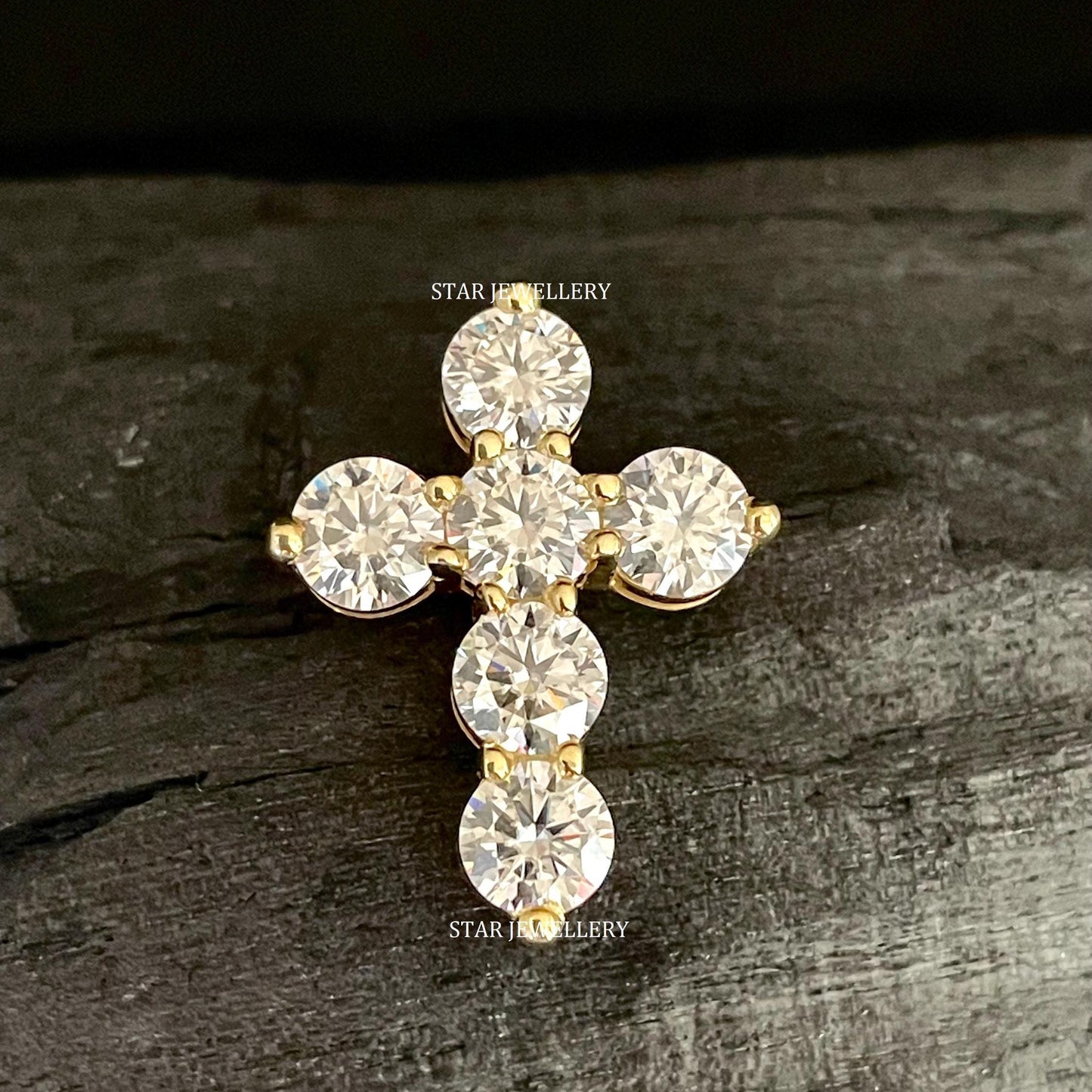 Unisex 0.50 Ct Each Lab Diamond Cross Pendant Without Chain