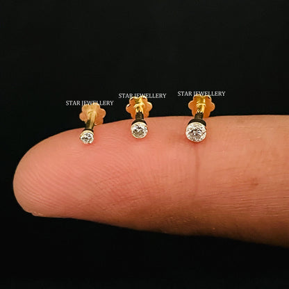 Solid Gold Invisible Set Diamond Stud Earring