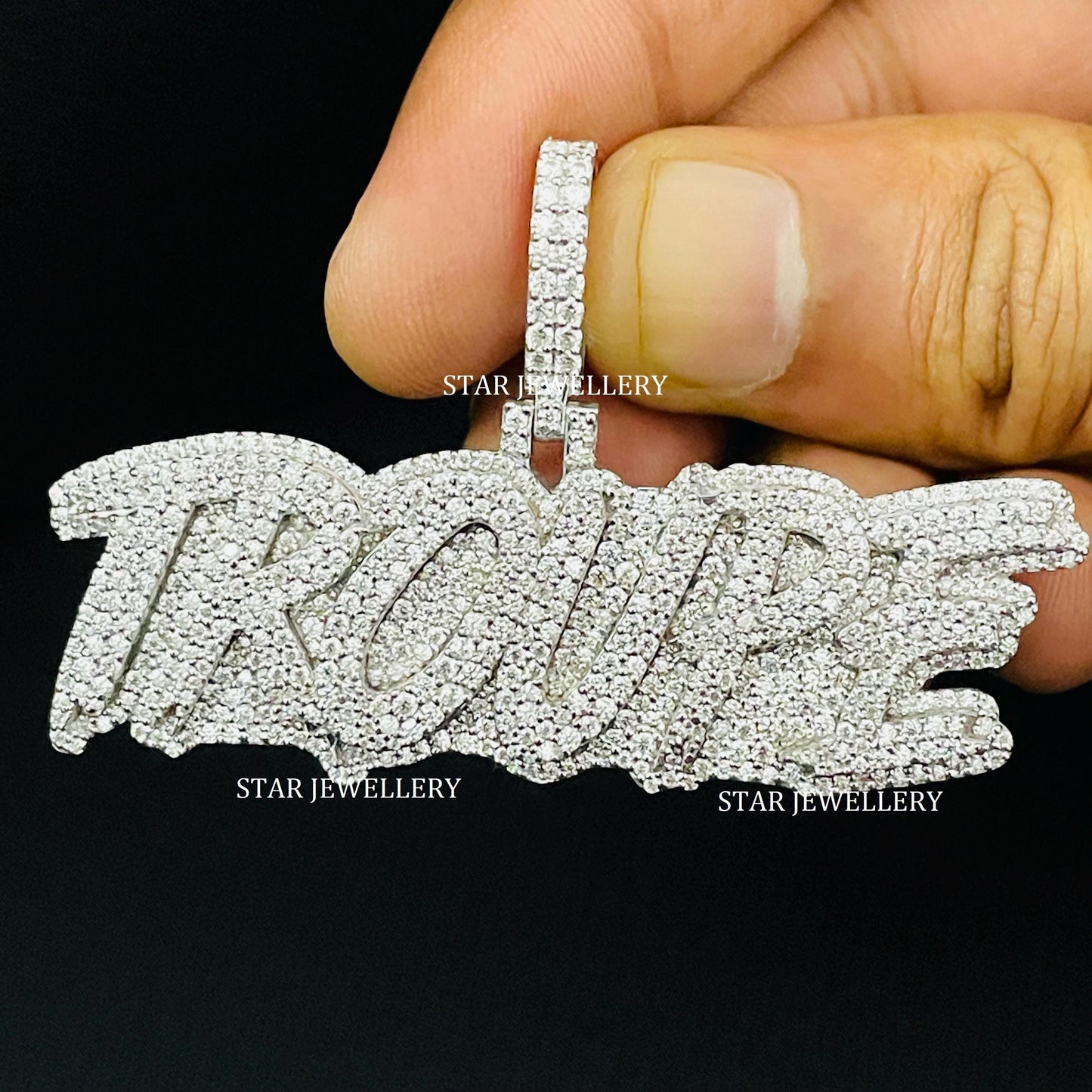 VVS Moissanite Icedout Pendant with Custom Bail
