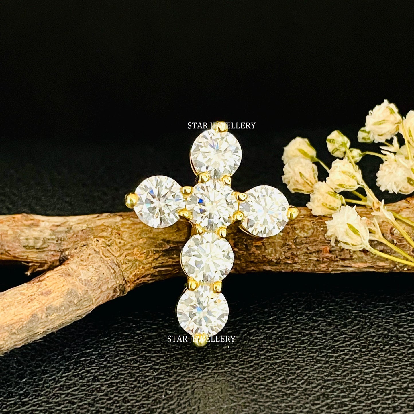 Unisex 0.50 Ct Each Lab Diamond Cross Pendant Without Chain