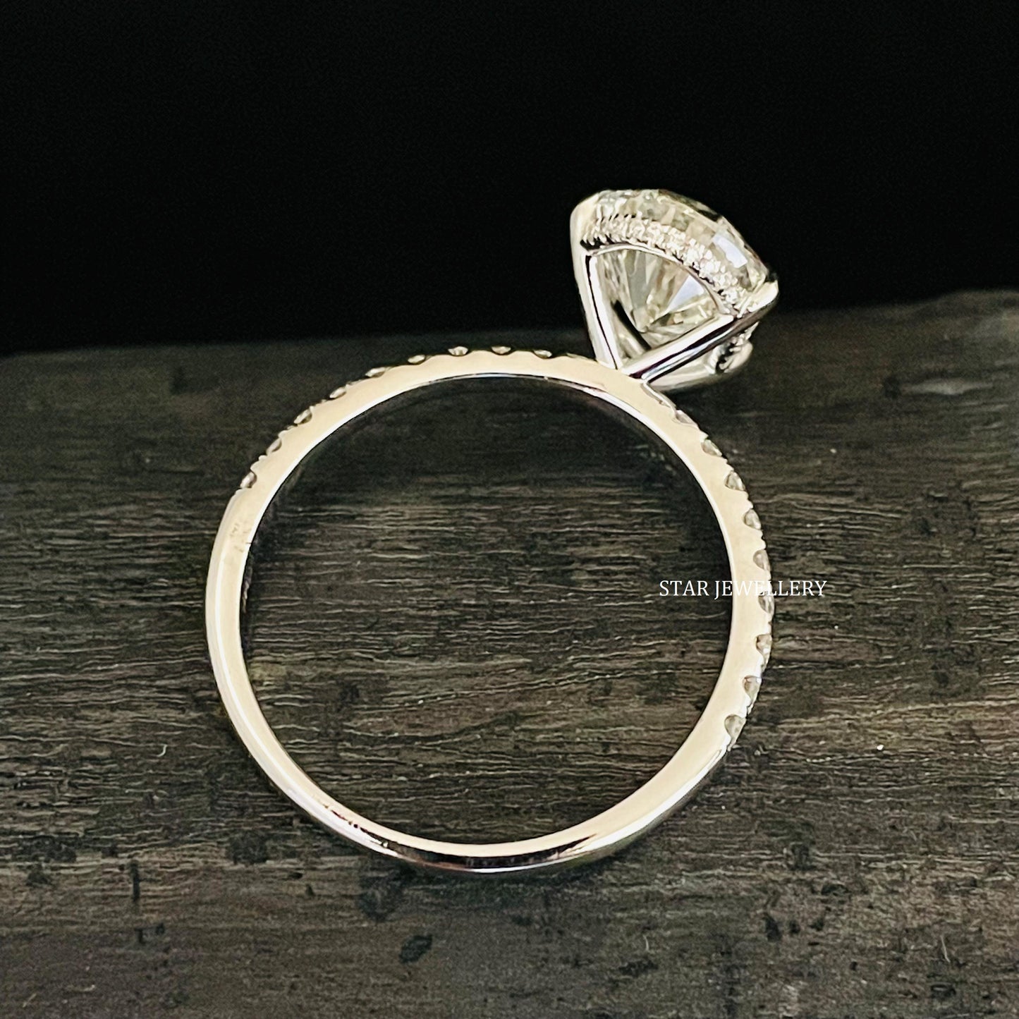 4.00 CT IGI Certified Pear Cut Lab Grown Diamond Hidden Halo Ring