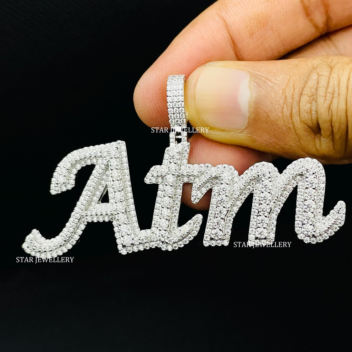 Custom Letter Name Icedout VVS Moissanite Pendant