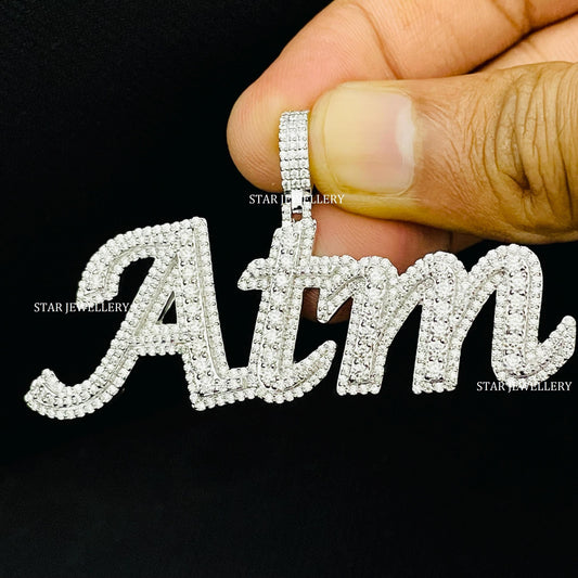 Custom Letter Name Icedout VVS Moissanite Pendant