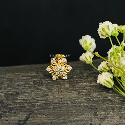 Natural Diamond Flower Ear Piercing