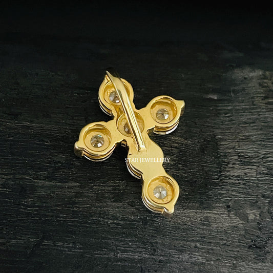 Unisex 0.50 Ct Each Lab Diamond Cross Pendant Without Chain
