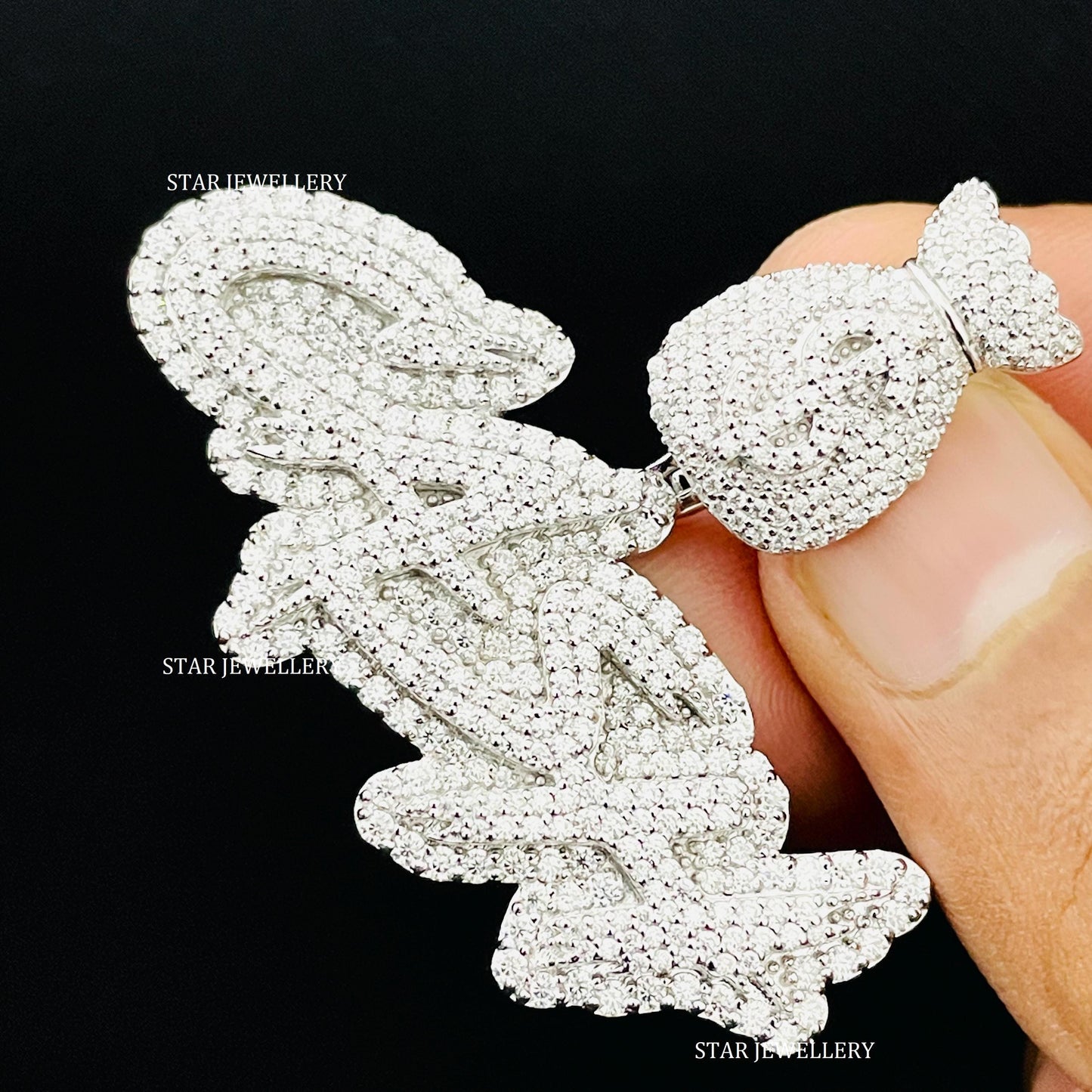 VVS Moissanite Custom Letter CASH Pendant with Money Bag Bail