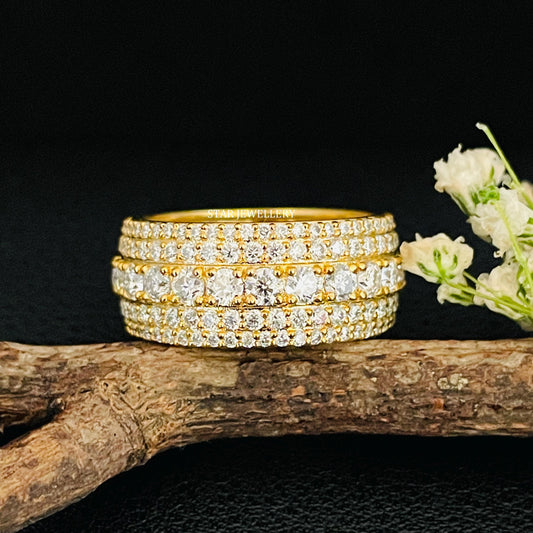 14K Solid Gold Huge Lab Diamond Eternity Wedding Ring